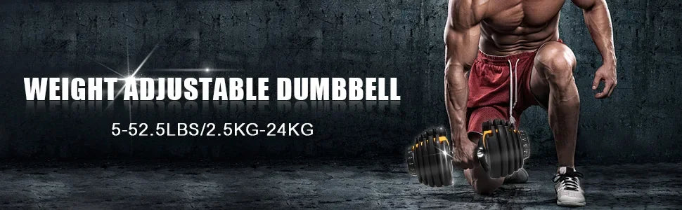 Adjustable Dumbbell Set 24KG - Rubber-Coated Home Gym Equipment with Anti-Slip Handle