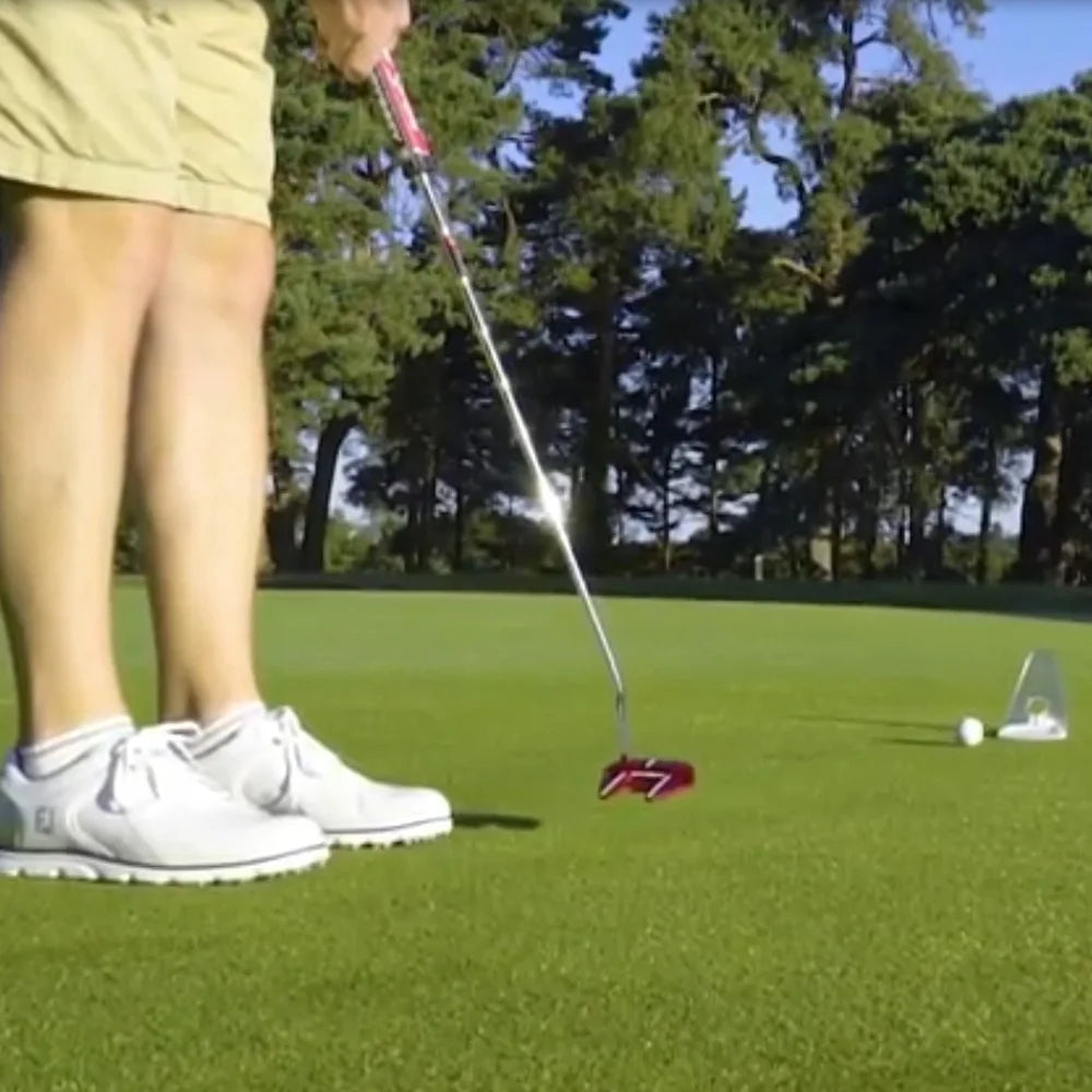 Foldable Golf Putter Alignment Tool - Triple Aim Points with Spiked Base for Indoor & Outdoor Practice