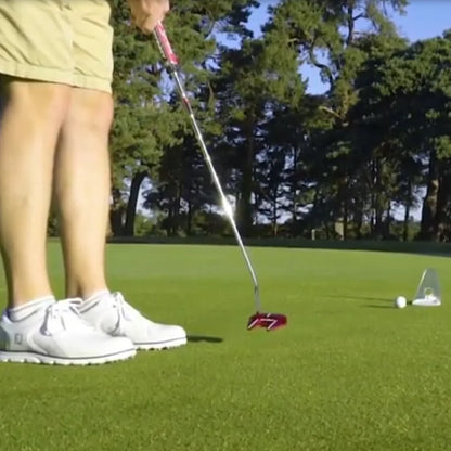 Foldable Golf Putter Alignment Tool - Triple Aim Points with Spiked Base for Indoor & Outdoor Practice