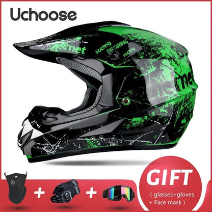 DOT Certified Professional Off-Road Motorcycle Helmet - Adults & Children - Downhill Racing Motor Helmet with Free Gift