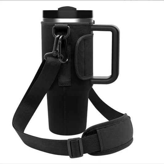 Water Bottle Carrier Bag - Insulated Sleeve for Large Capacity Tumbler with Handle & Adjustable Shoulder Strap - Hands-Free Hydration