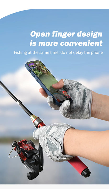 Men's Summer Fishing Gloves - Ice Silk Breathable Three-Finger Cut Design with UV Protection & Anti-Slip Grip (1 Pair)