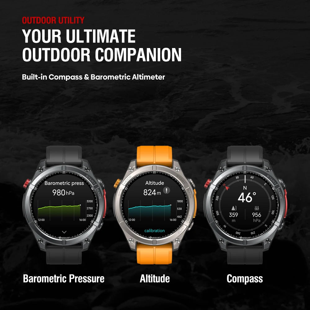 Zeblaze Stratos 4 GPS Smartwatch - 1.43'' AMOLED Screen with Compass, Barometric Altimeter, Flashlight & Voice Calling