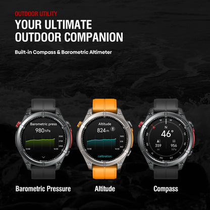 Zeblaze Stratos 4 GPS Smartwatch - 1.43'' AMOLED Screen with Compass, Barometric Altimeter, Flashlight & Voice Calling
