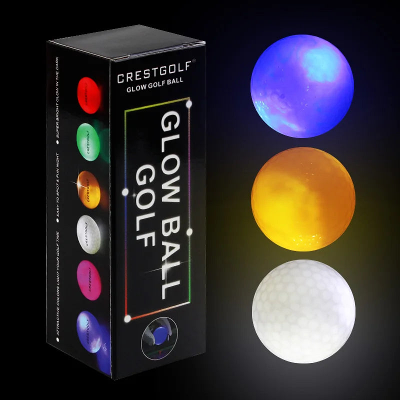 LED Glow Golf Balls with Logo - Night Training Pack (3/6/10/30 Pieces) - 6 Color Options Available