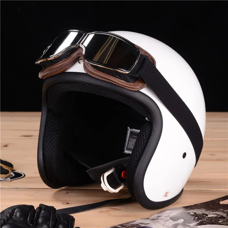 Retro Motorcycle Goggles - Windproof Folding Helmet Sunglasses with Leather Trim