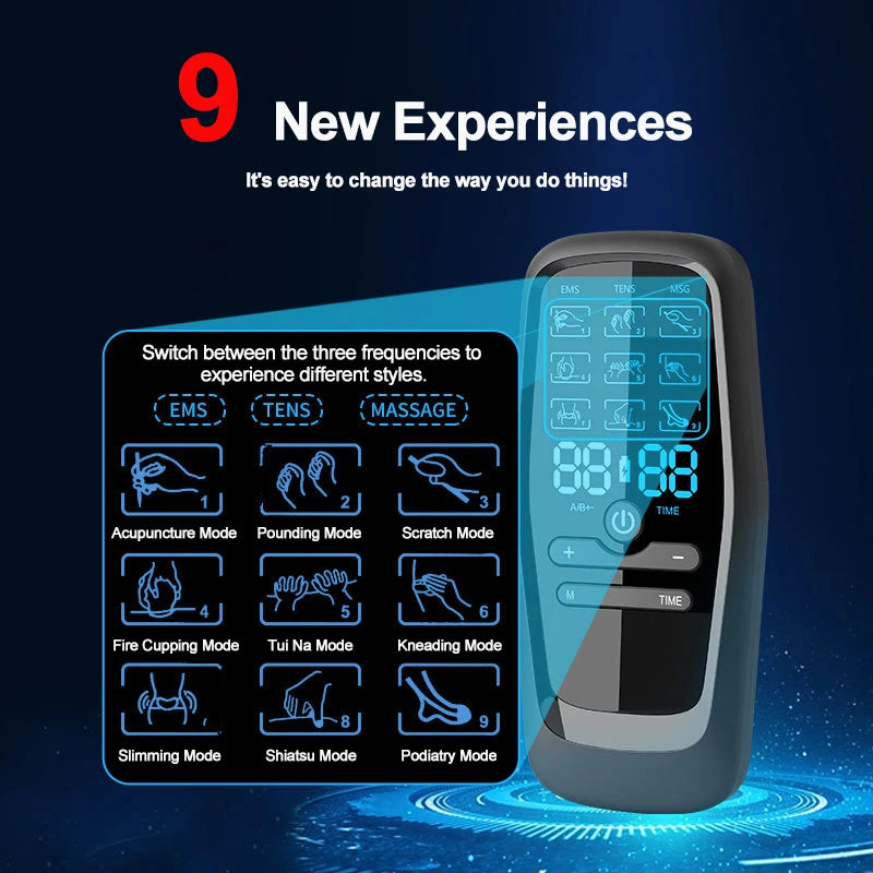 Digital EMS TENS Unit - Electric Muscle Stimulator for Physiotherapy, Acupuncture & Body Massage Therapy with Slimming Functions