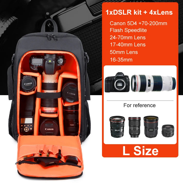 Large Capacity Camera Backpack - Waterproof DSLR Bag with Tripod Holder & Rain Cover