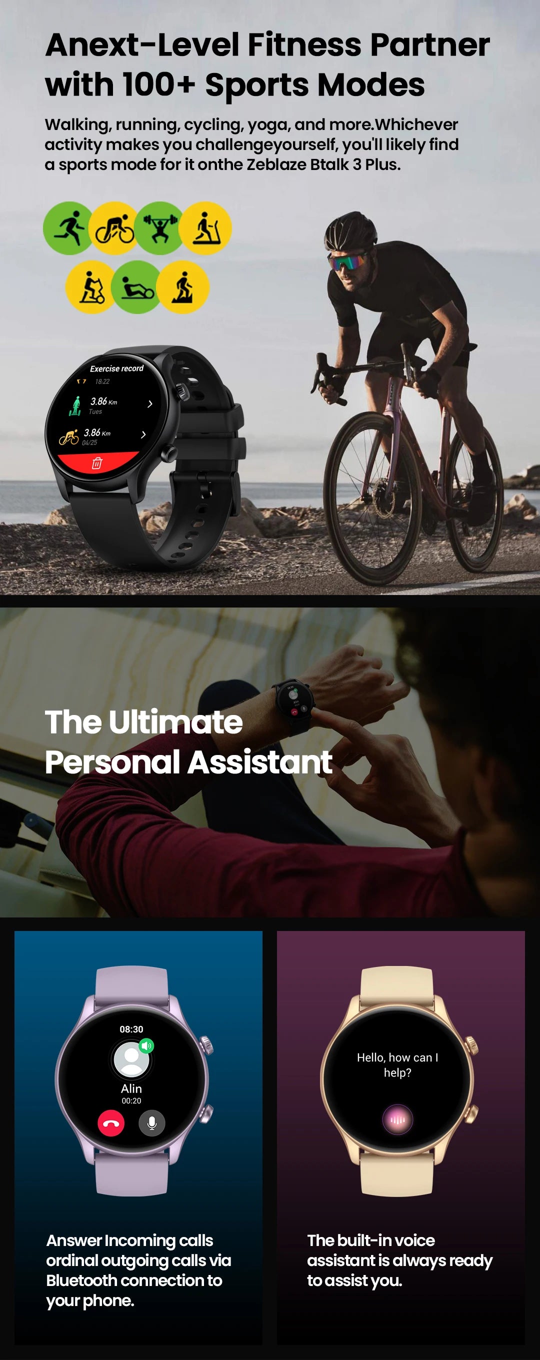 Zeblaze Btalk 3 Plus Smart Watch - 1.39'' HD Display with Voice Calling & Fitness Tracking for Men & Women
