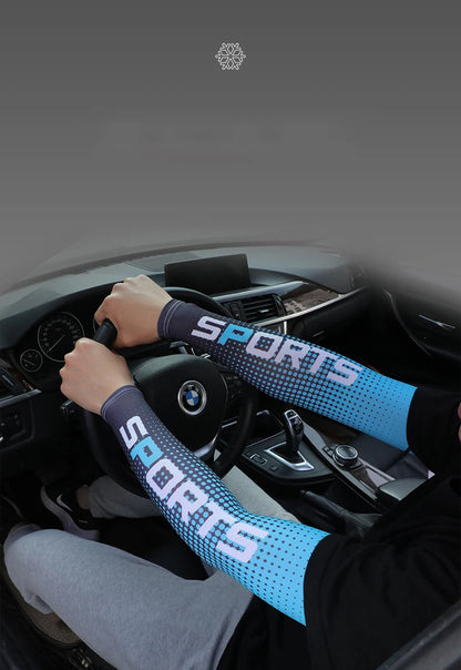 Men's UV Protection Cycling Arm Sleeves - Ice Fabric Sun Protection Compression Sleeves for Summer Sports