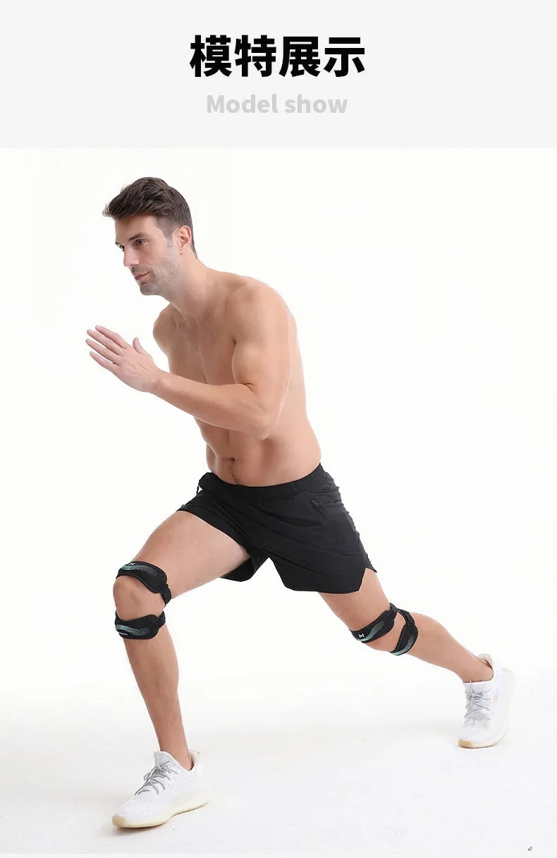 Upgraded Sports Knee Pads - Double Patella Straps, Anti-Slip Silicone, Adjustable & Shock-Absorbing