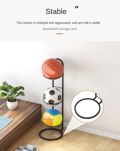 Carbon Steel Basketball Storage Rack - Multi-Layer Ball Organizer Stand for Basketball, Football, Volleyball (Home & School)