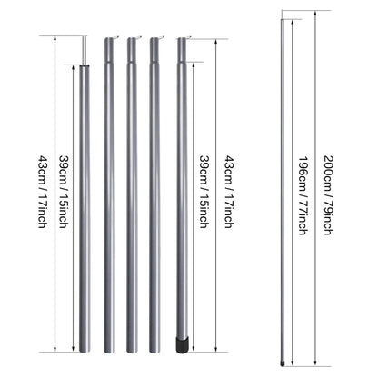 Adjustable Telescopic Tent Poles - Set of 2 Universal Aluminum Camping Awning Poles for Tarp, Sun Sail & Shelter Accessories