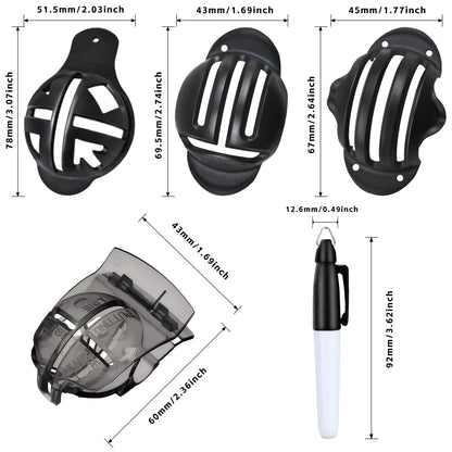 8-Pack Golf Ball Marker Kit - Professional Alignment Tool with 4 Marking Stencils & 4 Color Markers