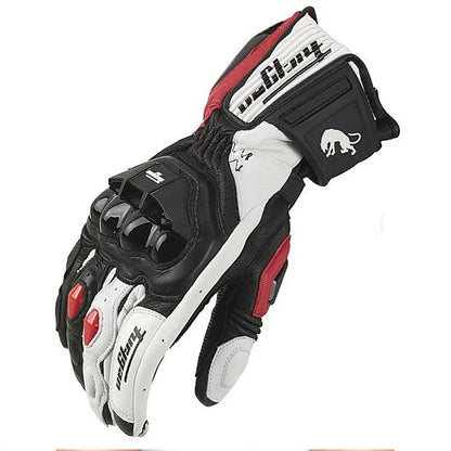 Men's Leather Motorcycle Gloves - Windproof Motocross Riding Gloves with Protective Equipment