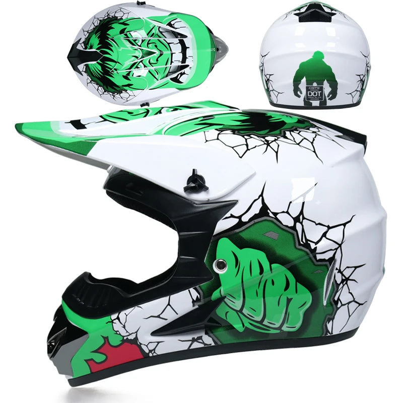 Kids Flip-Up Motorcycle Helmet - Off-Road Motocross ATV Dirt Bike Downhill MTB DH Racing + 3 Free Gifts