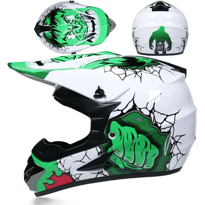 Kids Flip-Up Motorcycle Helmet - Off-Road Motocross ATV Dirt Bike Downhill MTB DH Racing + 3 Free Gifts