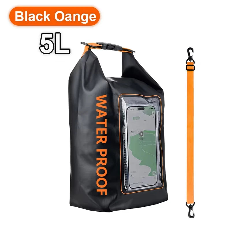 PVC Waterproof Dry Bag 2L - Touch Screen Phone Pouch for Swimming Rafting Surfing Boating - Shoulder Bag