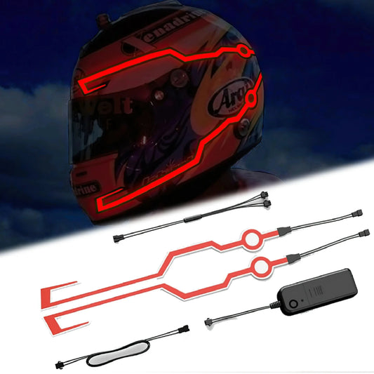 LED Motorcycle Helmet Warning Light Strip - Waterproof EL Cold Light Sticker with 4 Flashing Modes for Night Riding