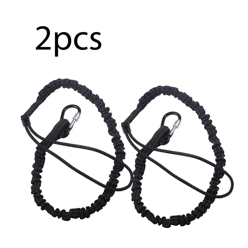 Anti-Fall Safety Lanyard with Carabiner Hook - Bungee Tether Tool Rope for Climbing, Aerial Work & Working at Heights Accessories