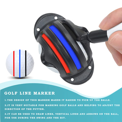8-Pack Golf Ball Marker Kit - Professional Alignment Tool with 4 Marking Stencils & 4 Color Markers