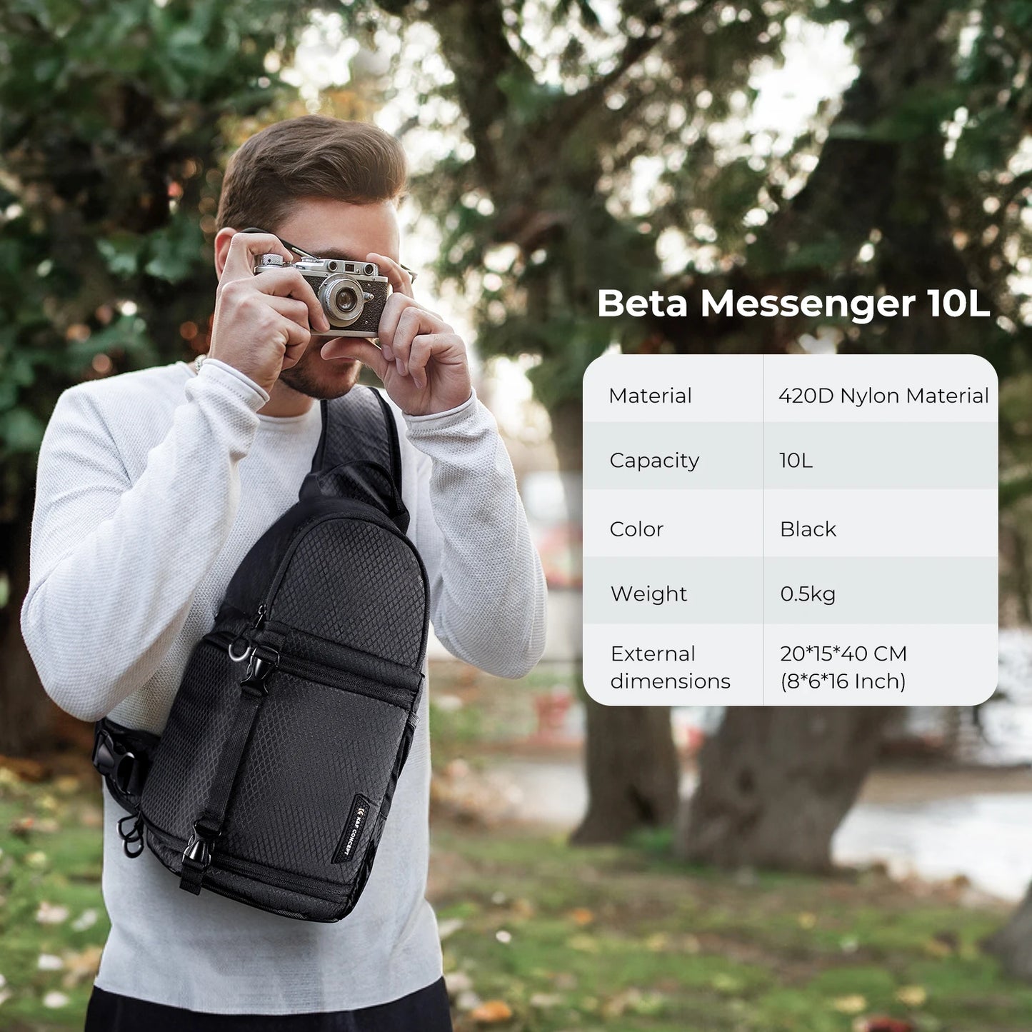Camera Sling Backpack 10L - Waterproof DSLR/SLR Photography Bag