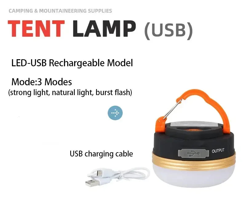 Portable 10W COB+LED Outdoor Lantern - 1800mAh USB Rechargeable Camping Light for Hiking, Fishing & Night Adventures