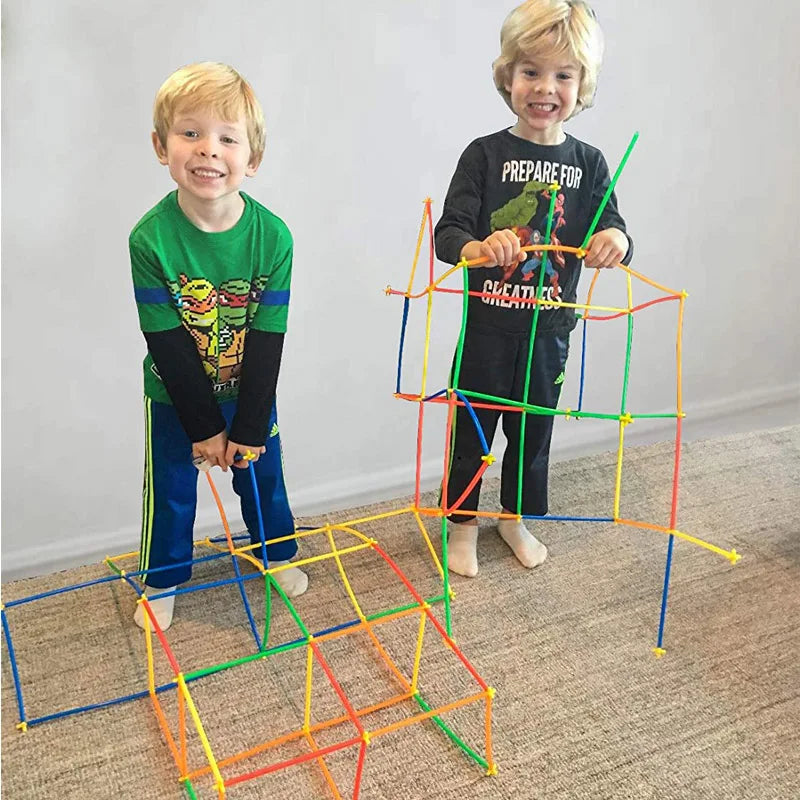 Colorful Straws and Connectors Building Set - Educational Engineering Toy for Motor Skills Development