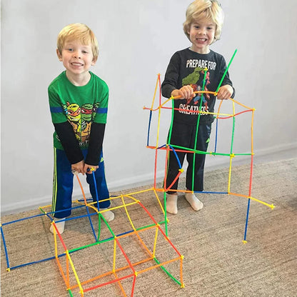 Colorful Straws and Connectors Building Set - Educational Engineering Toy for Motor Skills Development
