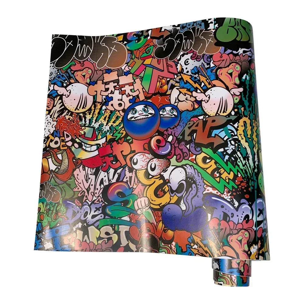 Waterproof PVC Graffiti Vinyl Wrap Film - Cartoon Camouflage Decal Sticker for Cars, Bicycles, Skateboards & Auto Accessories