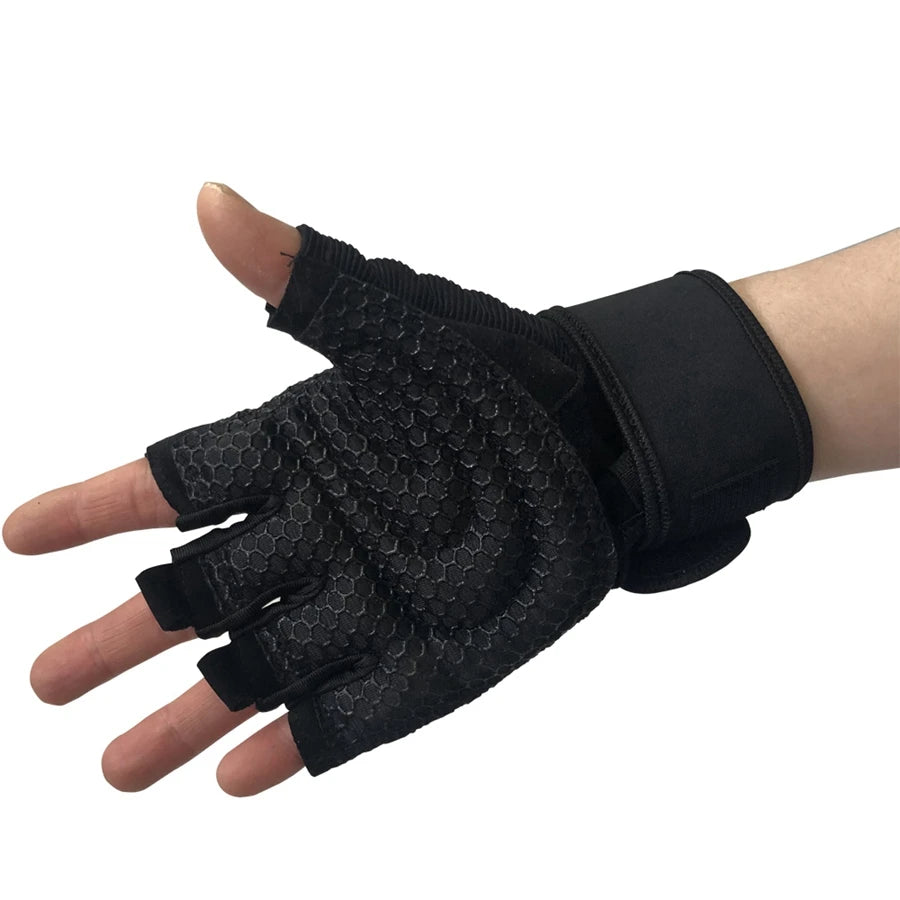 Premium Half-Finger Workout Gloves with Wrist Wrap - Men & Women - Weight Lifting, Training, Cycling & Gym