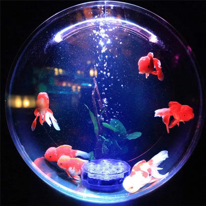 RGB LED Underwater Light - 10 LED Battery Powered Submersible Night Lamp for Swimming Pools, Gardens, Weddings & Party Decorations