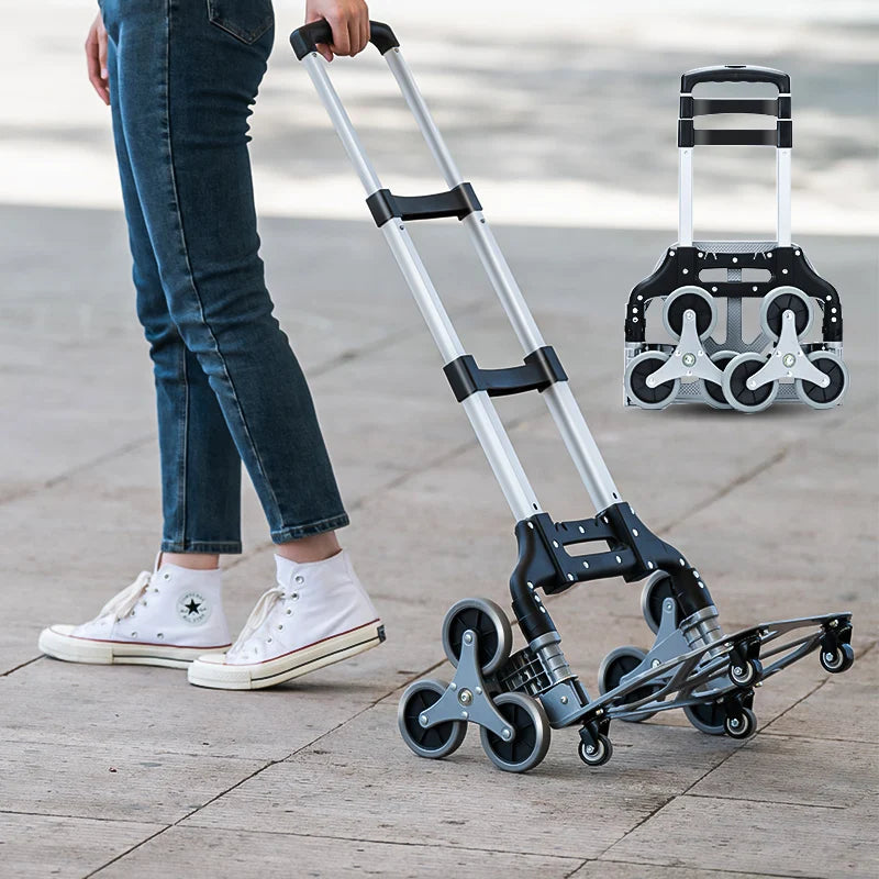 GIANXI Aluminum Alloy Folding Shopping Cart - Lightweight Stair Climbing Grocery Trolley