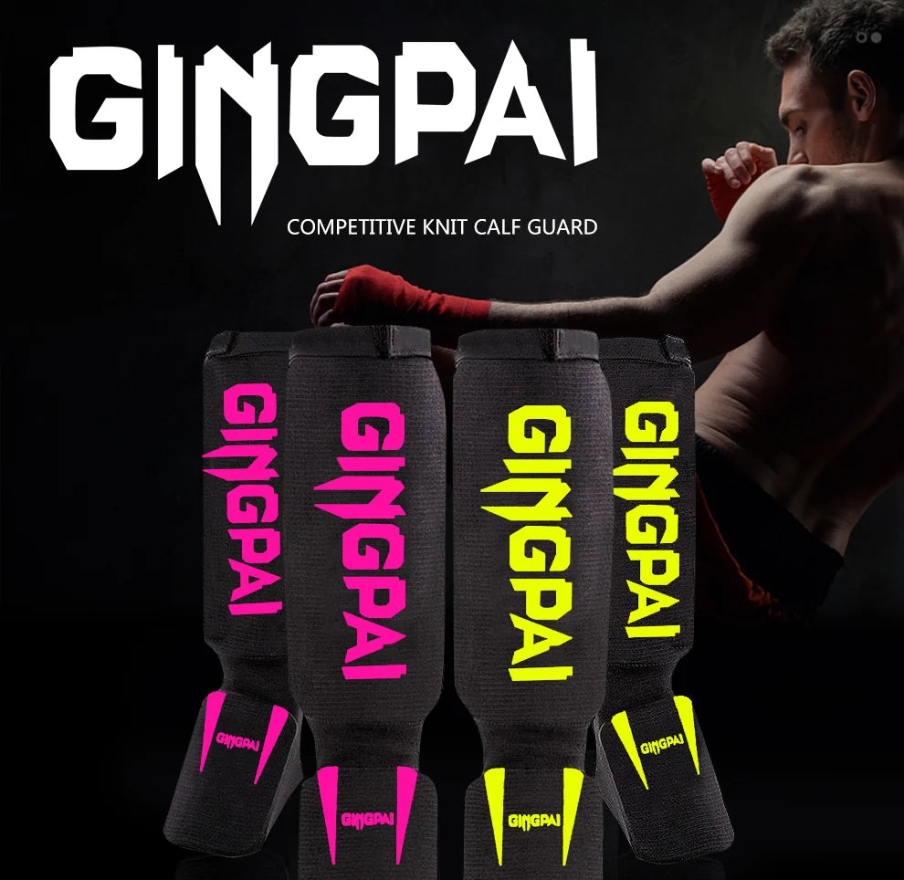 Cotton MMA Shin Guards - Boxing Kickboxing Foot Protection with Instep Ankle Support for TKD Muay Thai Training