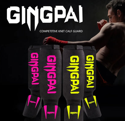 Cotton MMA Shin Guards - Boxing Kickboxing Foot Protection with Instep Ankle Support for TKD Muay Thai Training