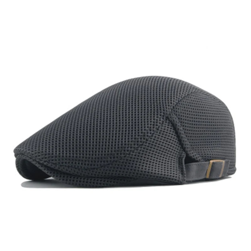 Breathable Mesh Newsboy Cap - Adjustable Flat Cap for Active & Casual Wear
