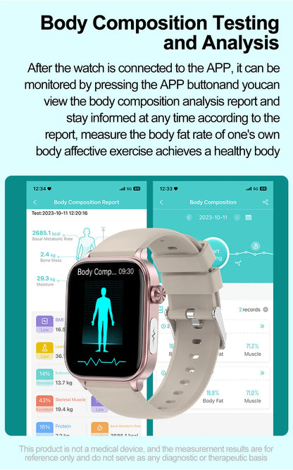 Advanced Health Monitoring Smart Watch - ECG+PPG, Blood Pressure, Heart Rate, 1.96" AMOLED Display, 100+ Sports Modes (Men & Women)