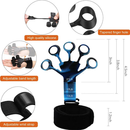 Finger Exerciser & Hand Strengthener - 6 Resistance Levels for Guitar Training, Rehabilitation & Recovery