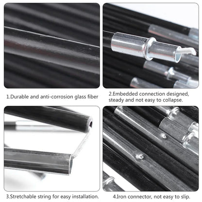 Glass Fiber Tent Arc Poles Replacement - 12-Piece Set (1 Pair) for Camping Tents (3.26m/3.4m/3.9m Options)