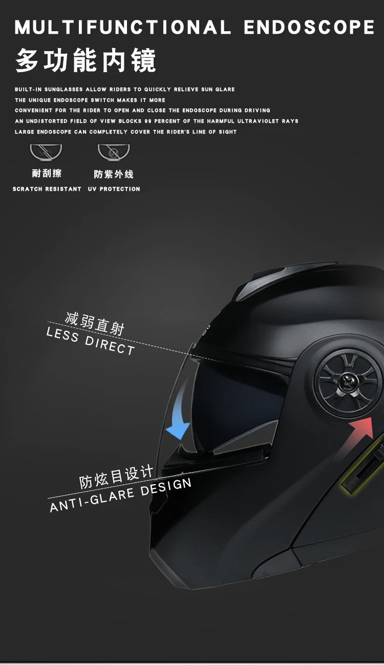 DOT Approved Modular Flip-Up Motorcycle Helmet - Voyage Racing Dual Lens with Interior Visor - ORZ-161