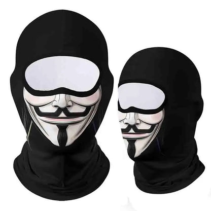 Full Face Balaclava Mask - Breathable Windproof UV Sun Protection - Moto Skull Ghost Clown Design for Summer Spring