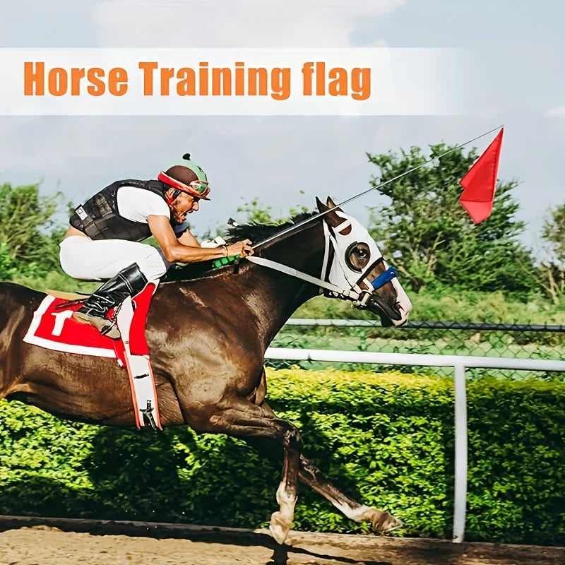 Retractable Horse Training System - Heavy-Duty Telescopic Pole with Quick-Release Hook and Red/White Flag - Portable Equipment for Dressage, Show Jumping, and Cross-Country - Beginner-Friendly