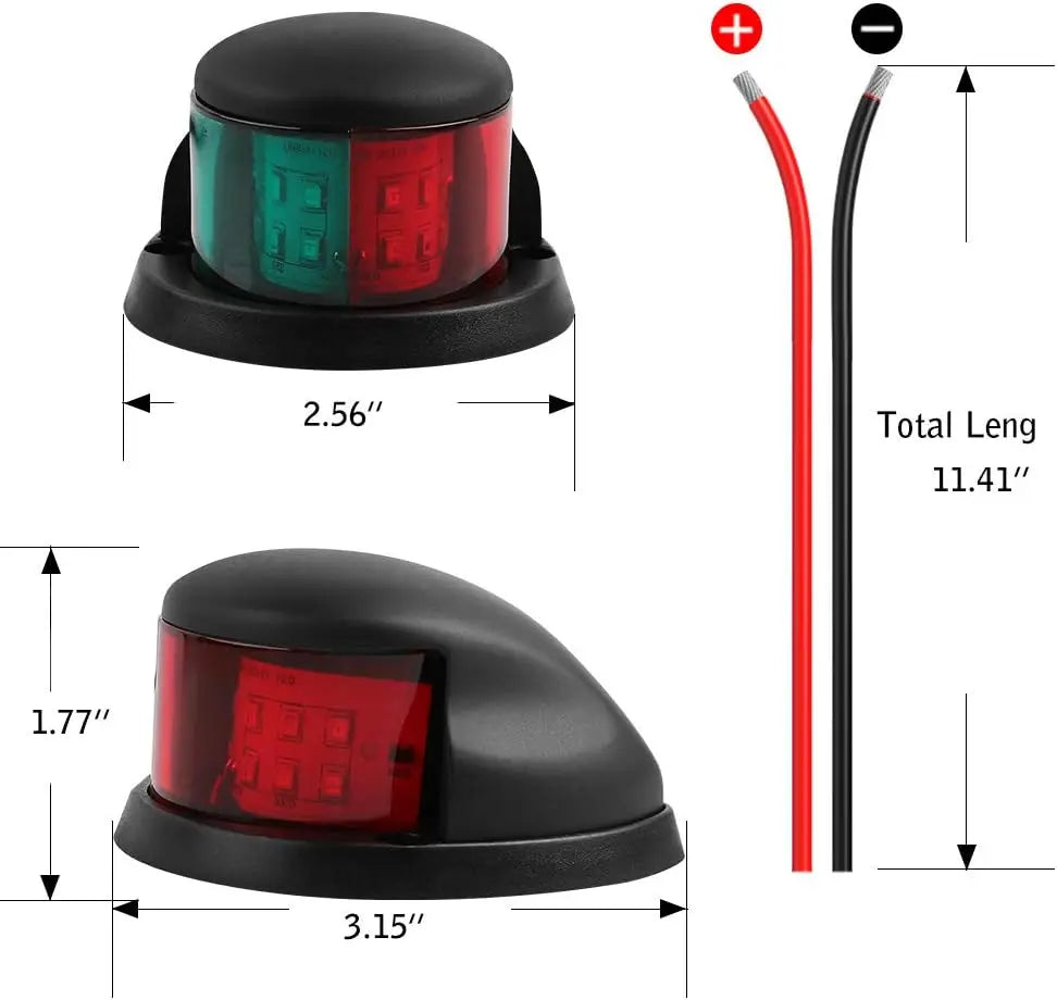 Marine LED Navigation Light - 12V Waterproof Red/Green Bow Light for Boats & Yachts