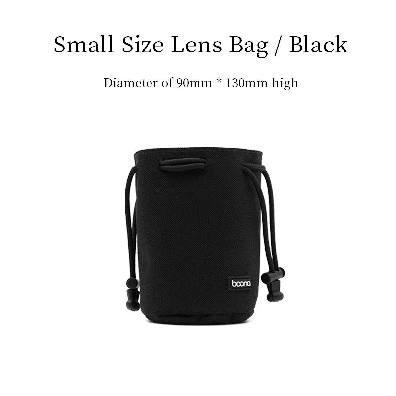 Camera Lens Bag - Waterproof Drawstring Pouch with Fleece Protection for DSLR Cameras