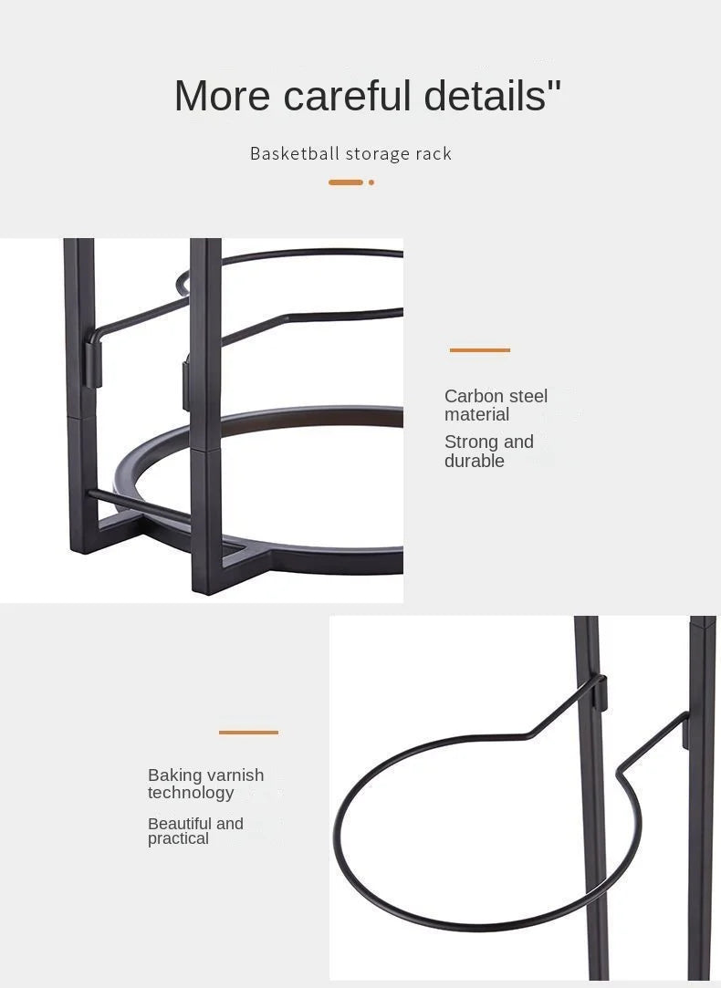 Carbon Steel Basketball Storage Rack - Multi-Layer Ball Organizer Stand for Basketball, Football, Volleyball (Home & School)