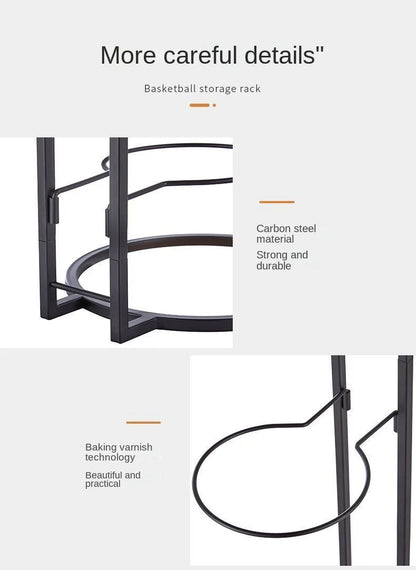 Carbon Steel Basketball Storage Rack - Multi-Layer Ball Organizer Stand for Basketball, Football, Volleyball (Home & School)