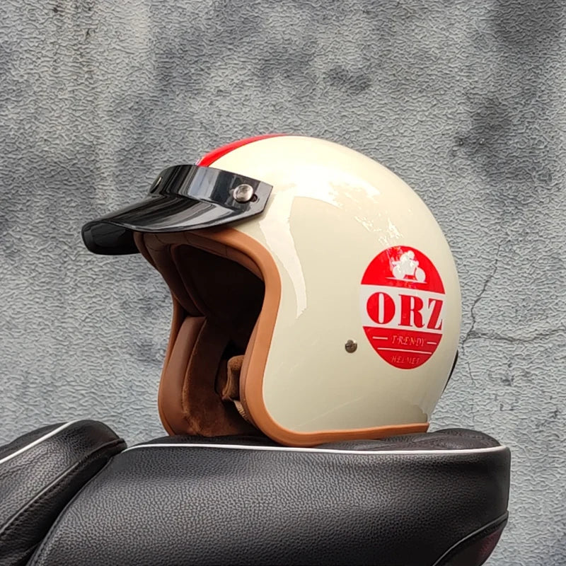 Retro 3/4 Open-Face Motorcycle Helmet - Semi-Open Cross-Country Winter Riding Helmet