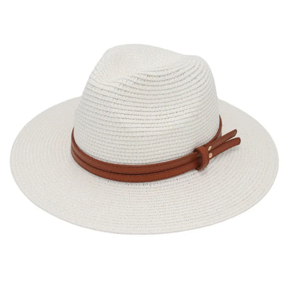 Breathable Straw Panama Hat - European American Style Jazz Sun Hat for Beach & Leisure