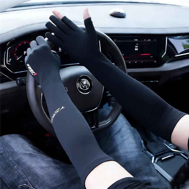 UPF 50+ Sun Protection Arm Sleeves - Cooling Ice Silk Cycling & Sports Arm Covers