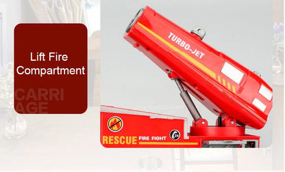 Fire Engine Model Truck 1:32 Scale with Water Spray Function - Ladder Truck Toy with Sound & Light Effects, Pull-Back Action, Opening Doors - Vehicle Collection Gift for Boys